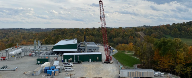 Red Direct natural gas midstream steel building supporting pipeline and energy infrastructure