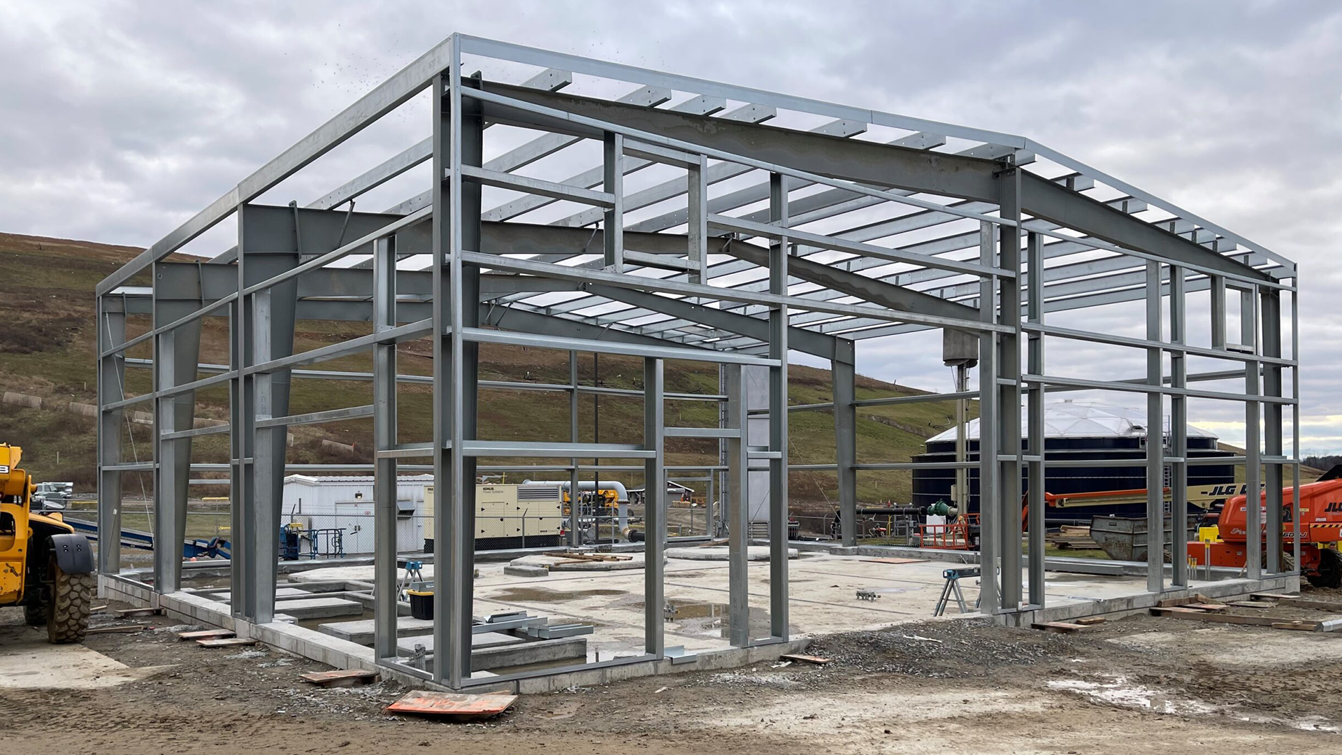Red Direct steel building supporting a natural gas compressor station and midstream infrastructure