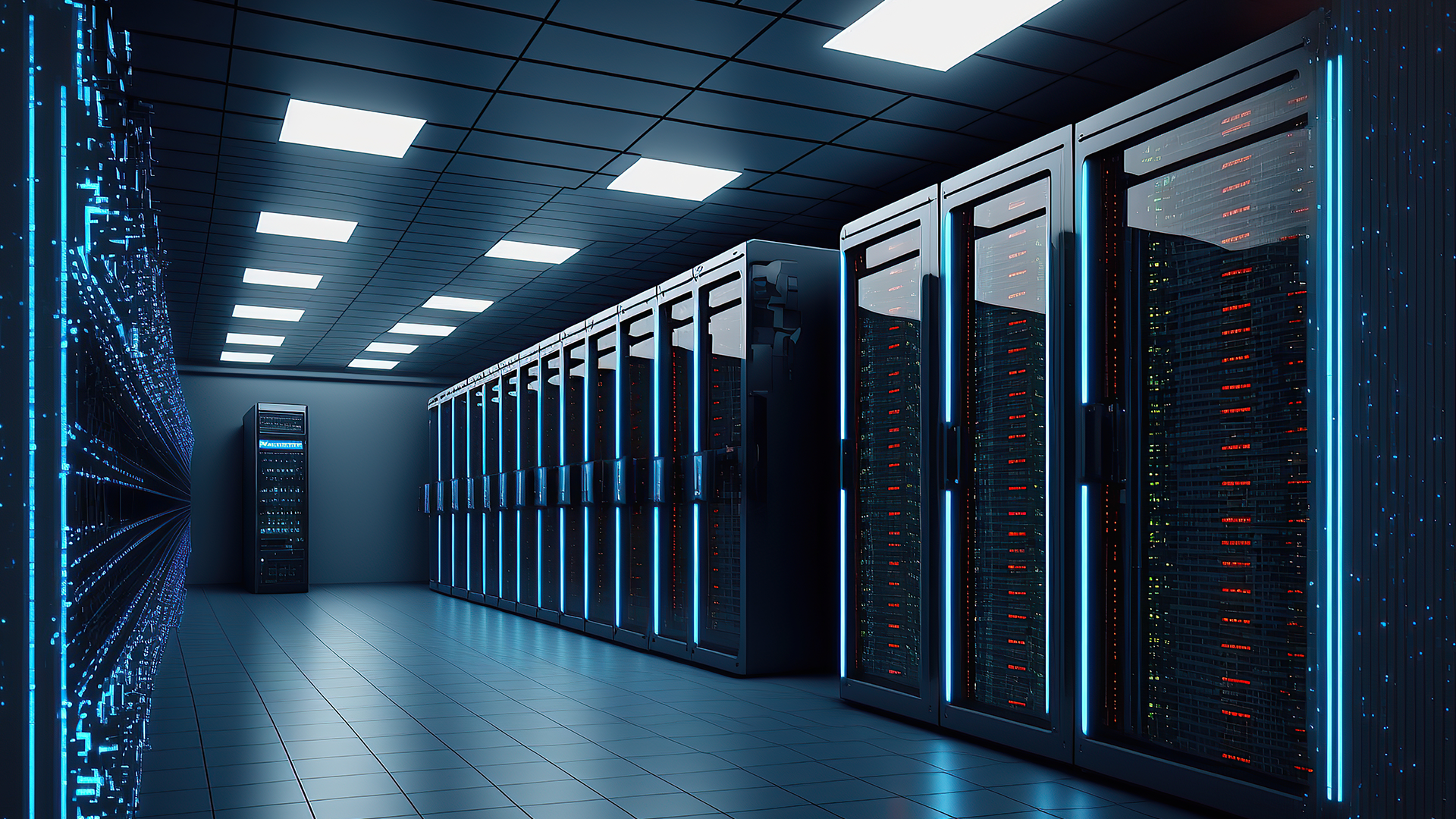 Steel AI data center building supporting high-density computing infrastructure with server racks and advanced cooling systems